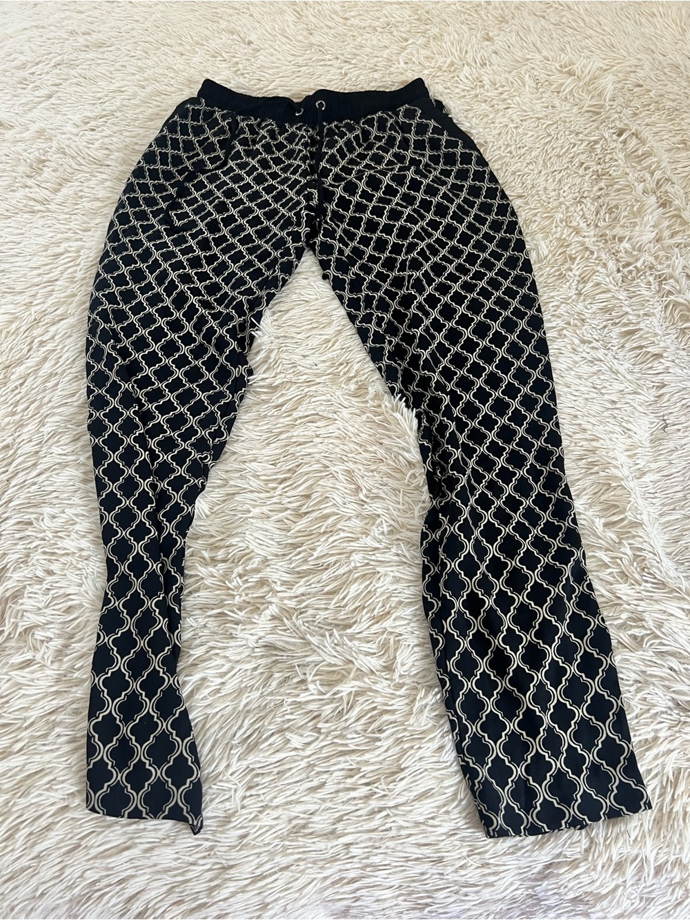 Zac & Rachel Black Jeans with Cream Lattice Print